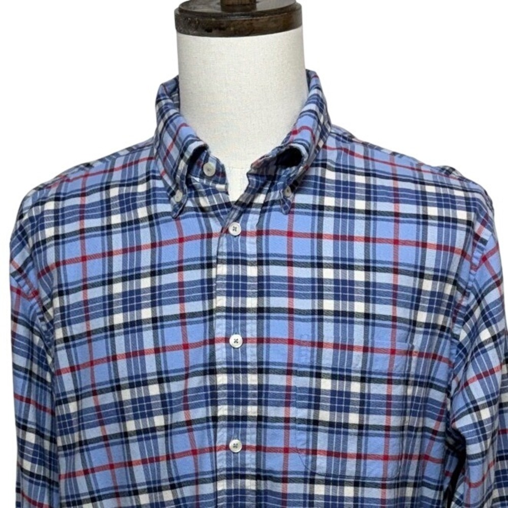 Brooks Brothers Shirt Mens Large Blue Plaid Flannel Traditional Fit Long Sleeve